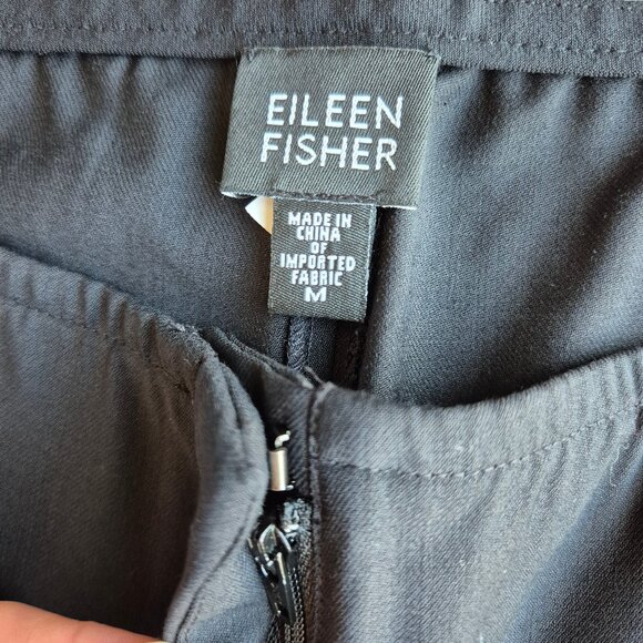 Vintage EILEEN FISHER Wool Blend Straight Dress Pants High Rise Zip Black - Picture 4 of 11